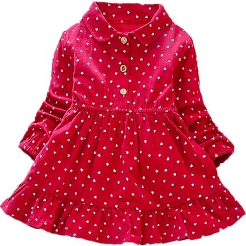 Girls' dresses 2021 spring and autumn new girl Korean version of the lapel love dress little girl waist princess dress