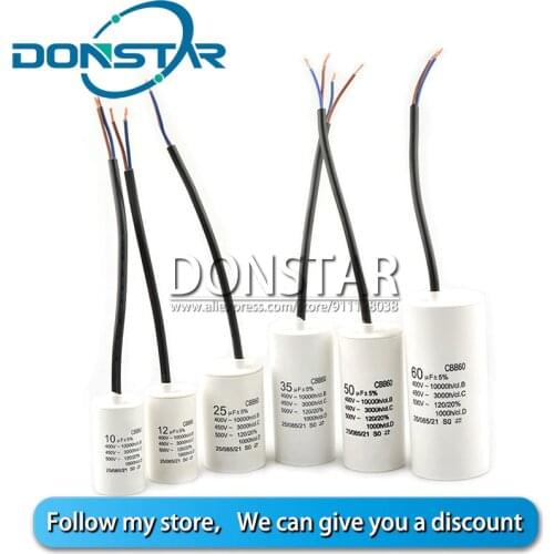 Washing Machine Starting Motor Run Capacitor CBB60 450V 5UF 10UF 15UF 20UF 25UF 3 4 5 6 8 12 14 16 18 30 35 40 45 50 60 70 80 UF