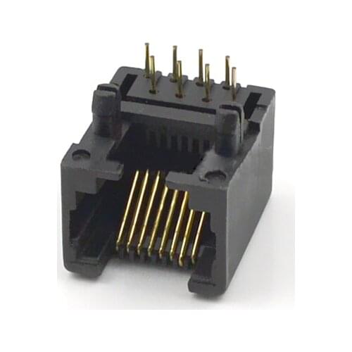 20pcs RJ45 Socket Connector 8P8C Network Interface JacK 90 Degree PCB Board Crystal Mouth Black Plastic