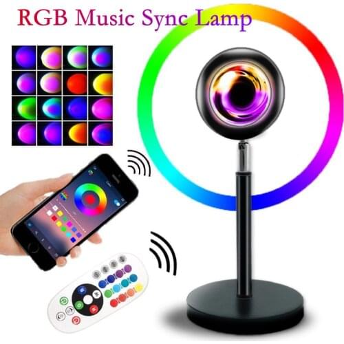 Sunset Lamp APP Control 16 Colors RGB LED Projection Light Mood Night Light Room Decor Bar Atmosphere Photography Background LED