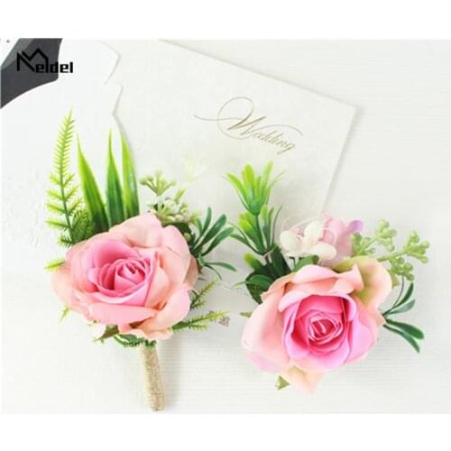 Wedding Corsages and Boutonnieres Sister Wristband Corsage Wedding Flower Men Buttonhole Party Prom Supplies Women Hand Bracelet