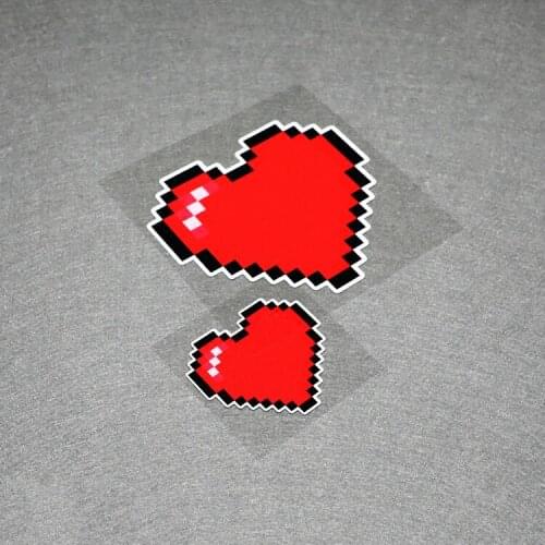 NO.S252 GalonDeco Pixel Red Heart Reflective Motorcycle Stickers Car Stickers Decals for Fuel Cap Decoration Whole Body Glue S