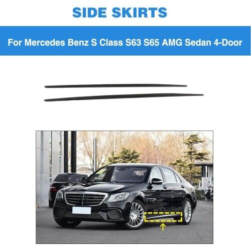 Carbon Fiber Side Body Skirts Kit Lip Bumper Cover for Mercedes-Benz S CLASS Sport S65 S63 AMG 4 Door 2014 - 2018