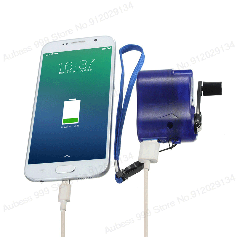 Mobile Phone Charger Hand Crank Dynamo Powered USB Emergency LED Flashlight Power Bank For Travel Charger Outdoor Survival