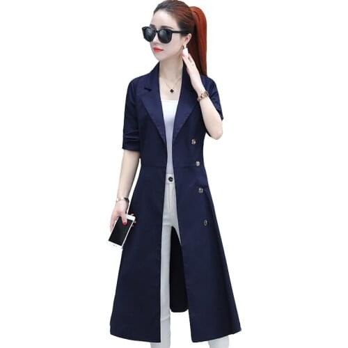 Windbreaker female medium long 2020 spring and autumn new Korean chic womens high-end waist slimming tie suit collar coat jacke