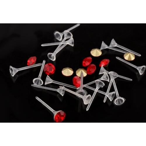 XINYAO 200Pcs/Lot Diameter 3mm Transparent Plastic Cup Needle Earrings Stud Plastic Ear Plugs for Jewelry Making Accessories