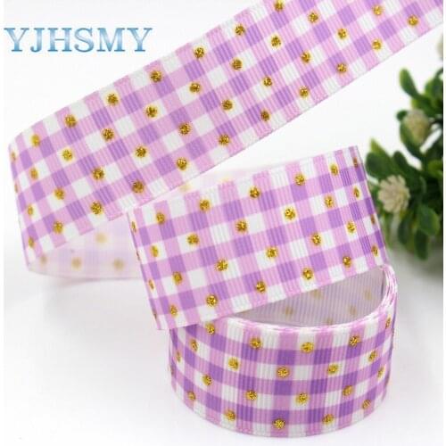 YJHSMY G-18808-870,25 mm 10 yards geometry golden glitter printed grosgrain ribbon,DIY headdress wedding gift packaging material