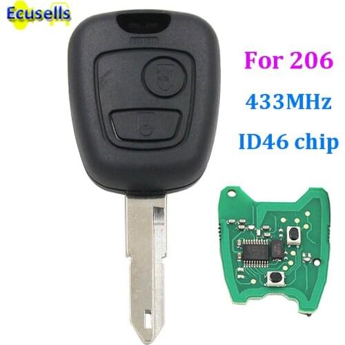 2 button 433mhz remote key fob FOR Peugeot 206 306 405 with ID46 chip
