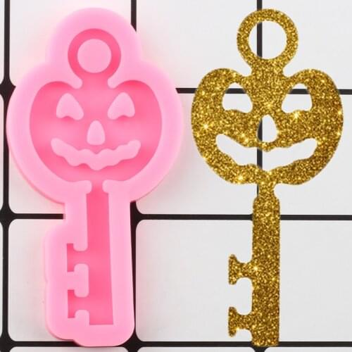 Shiny Halloween Pumpkin Keychain Silicone Mold Jewelry Making Necklace Epoxy Resin Molds DIY Handmade Charms Mould