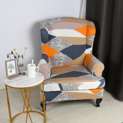 Wingback Armchair Cover Elastic Sloping Wing Back Chair Cover Stretch Arm Chair Slipcovers Single Seat Protector Home Decor