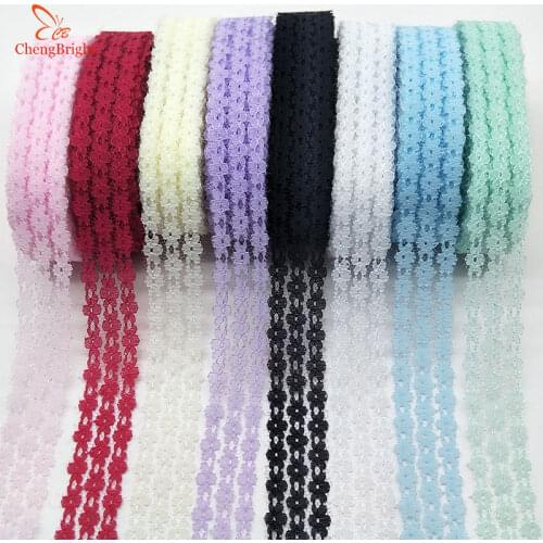 ChengBright 10 Yards Lace Ribbon 25MM Width White Lace Trim Fabric Embroidered Net lace trimmings for sewing african lace fabric