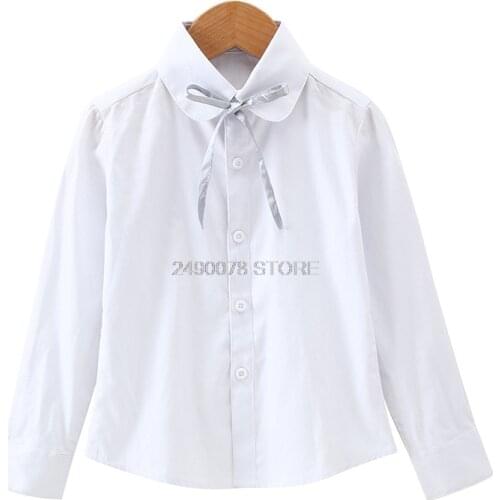 School Girls Formal Dress Blouse Shirt Brand Fashion Long Sleeve White Shirt for Big Girls Children Performance Clothing Blouse