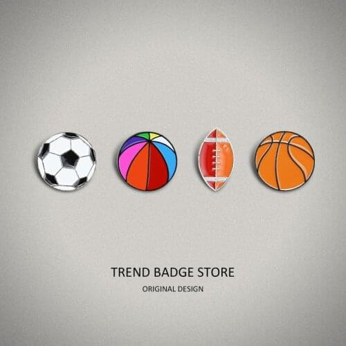 Enamel Label Pins football basketball Kids brooch boy sports student rugby ball brooches Backpack Badges Jacket Pin