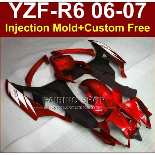 F4R4 Hot sale fairing kits for YAMAHA YZFR6 2006 2007 red black fairings set YZF R6 06 07 YZF1000 body parts Y6HH