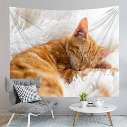 Lovely Cat Tapestry Wall Hanging Animal Print Beach Carpet Polyester Blanket Home Bedroom Decor Walls Tapestries