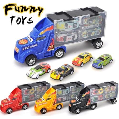 Container Truck Inertia Metal Car Diecast Model Birthday Gift Toy for Boy Children Birthday Kids