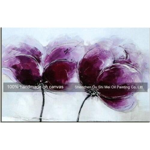 Home Decor Paintings Calligraphy Blunt Thick Handmade Decorative Oil Painting Colors Purple Flowers Picture For Wall Decoration