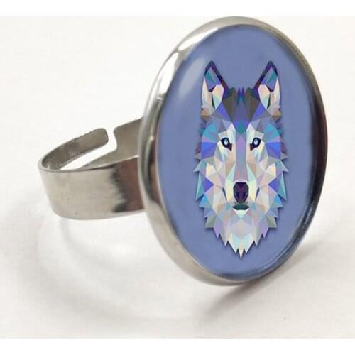 Wolf Glass Dome Rings Gift for him for her Wolf head Rings Wolf pendant Animal Rings Wolf jewelry Wild animals