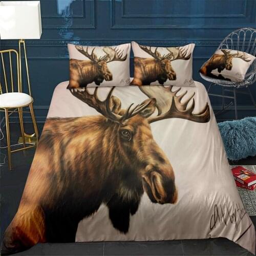 American Moose Quilt Cover Pillowcase 3Piece Comforter Bedding Set With Pillow Case Single Double Duvet Cover Home Decora