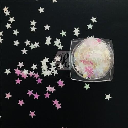 PrettyG 10g-200g 5MM Star Shape Colorful Pearl Iridescent Glitter Sequins For Nail Art Decoration Makeup DIY Accessories
