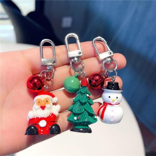 Creative Christmas Gift Christmas Tree Santa Claus Snowman Bell Keychain New Year 2022 Xmas Tree Decoration Navidad Home Decor