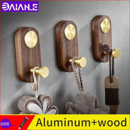 Coat hooks walnut adhesive wall mounted drawing room hanger hook bathroom towel hook hallway umbrella key holder clothes hook