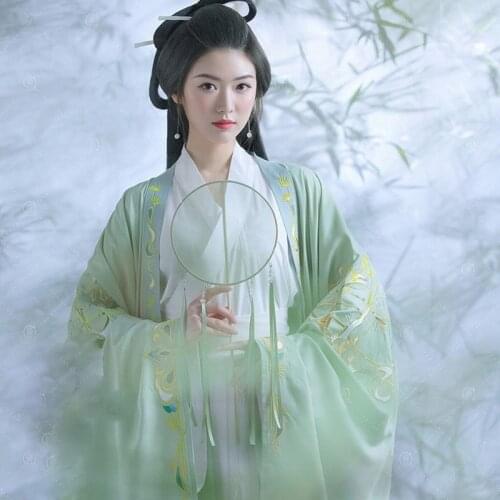 Green Embroidery Aesthetic Fairy Princess Empress Drama Hanfu Female Stage Show Performance Photography Elegant Costume Cloak
