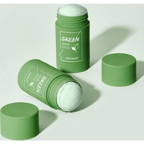 Green Mask Stick Green Tea Cleansing Stick Mask Purifying Clay Stick Mask Oil Control Anti-acne Eggplant Skin Care Whitening 40g