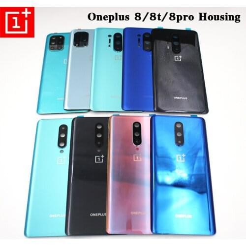 8 8t 8pro Housing Original Oneplus Battery Back Cover Glass Rear Door Phone Replacement Repair Pats With Camera Frame Lens &Logo