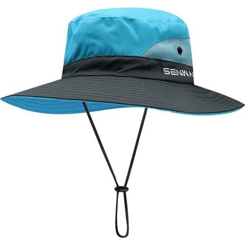 Bucket Hat Wide Brim Quick Drying Breathable Packable Foldable Sunshade Sun Ponytail Cap With Chin Strap Summer Hats for Wommen