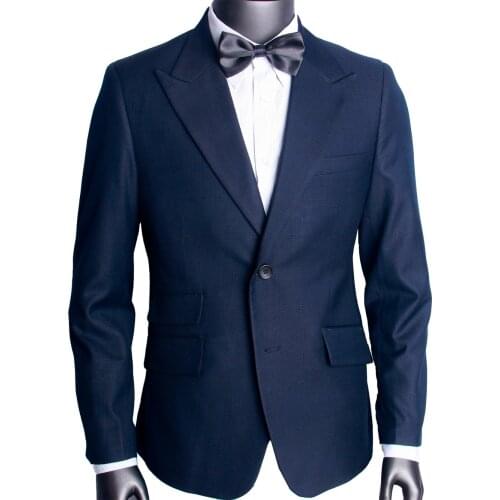 Midnight Blue Subtle Glen Check Men Suit Custom Made Suits Slim Fit Glen Plaid Two-piece Suit Tailoring Peak Lapel Ticket Pocket