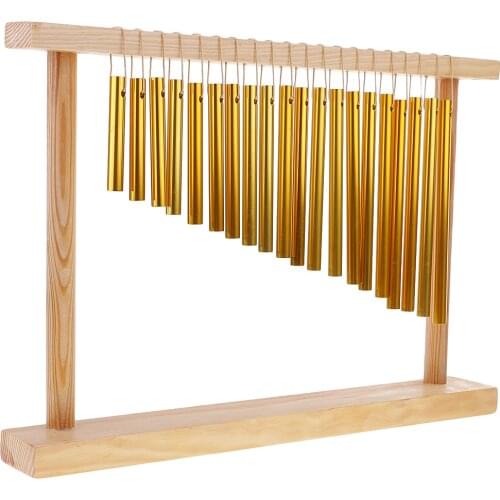 Durable 20-tone Handcraft Windchime Bar Chime W/ Wood Stand 38.5 X 27cm