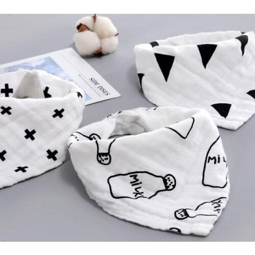 Milk Bottle Print Baby Saliva Towel Infant Kids Triangle Head Scarf Bandana Feeding Bib Cloth Saliva Towel Baby Bibs Burp Cloth