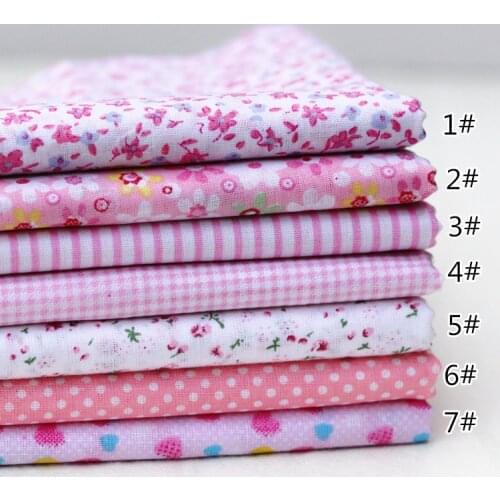 DIY handmade patchwork fabric cloth 50X50CM pink color plain cotton cloth group flower printed fabric free shipping