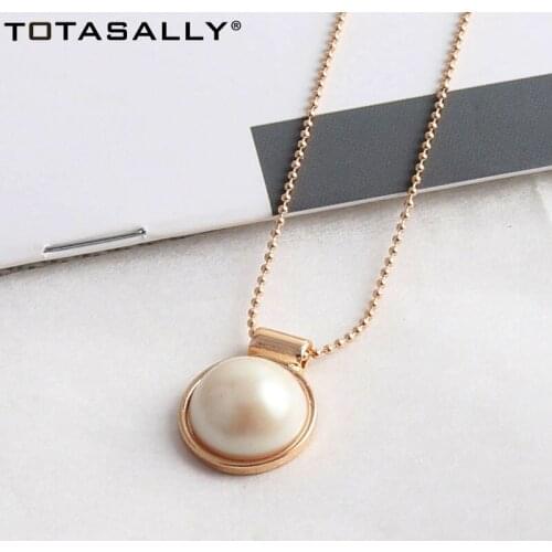 TOTASALLY New Women Pendant Necklace Collar Necklace Gifts Dropship Mini Nature Stone Simulated Pearl Round Geo Pendant Party