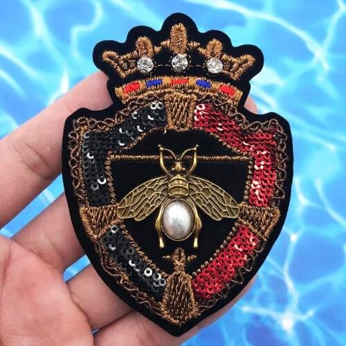 Beaded Sequin Crown Metal Bee classic handmade DIY fashion clothes shoes bag Decoration Accessories