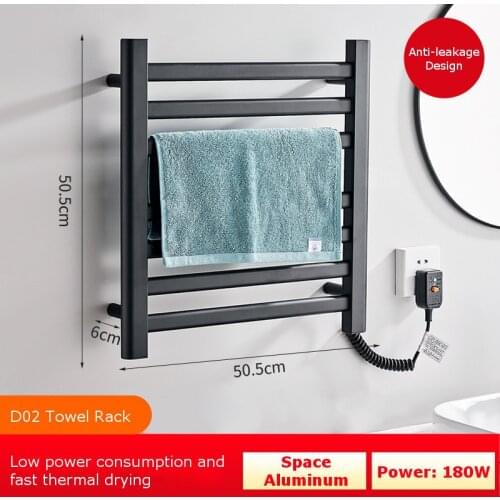 Smart Electronics Bathroom Fittings Electric Heated Towel Rack Waterproof Carbon Steel Sterilizing Towel Dryer Towel Warmer