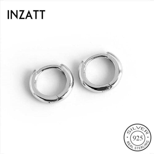 INZATT Real 925 Sterling Silver Minimalist Round Hoop Earrings For Fashion Women Party Fine Jewelry Cute Geometry Accessories