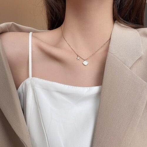 2021 New Titanium Steel Starfish Shell Necklace for Women Korean Fashion Trend Temperament Necklace Clavicle Chain Jewelry