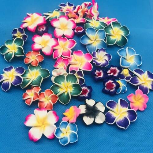 10pcs Mixed Plumeria Flowers Polymer Clay Slices DIY Craft Charm Scrapbooking Charms DIY Nail Decor