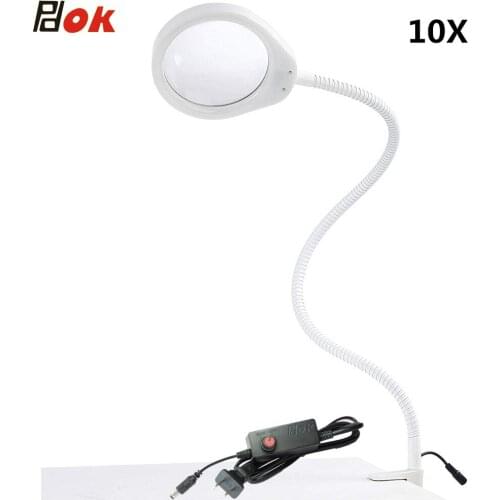 10x Desktop Reading Magnifier Hands Free Standing Foldable Portable Lighted Lamp Top Desk Magnifier Magnifying Glass LED Light