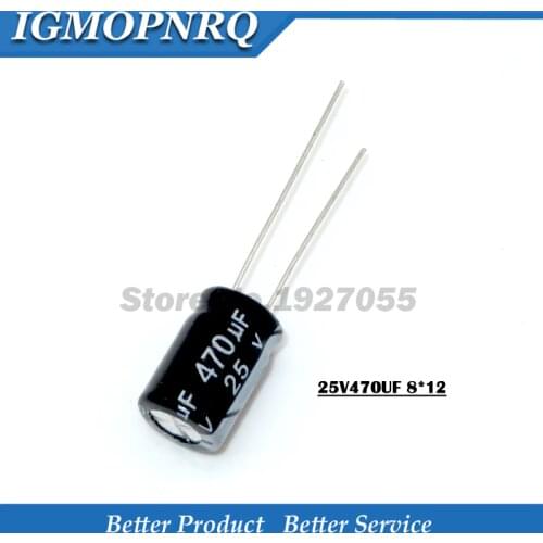 20PCS 25V470UF 8*12mm 470UF 25V 8*12 Aluminum electrolytic capacitor new The high quality