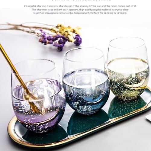 540ml ins starry sky cup wholesale household glass water cup milkshake cup egg-shaped cup