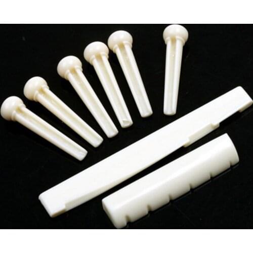 6 String Acoustic Guitar Bone Bridge Saddle Pins and Nut Portable Instrument Accessories for Guitar Replacement Parts