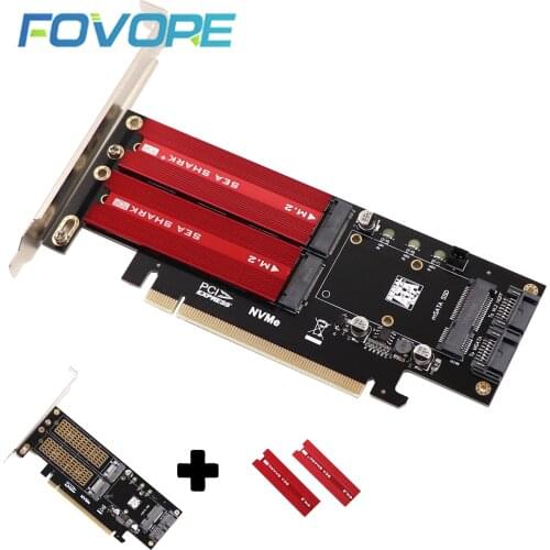 M2 NVMe SSD NGFF to PCIE 3.0 X16 Adapter M Key B Key mSATA PCI Express 3.0 M2 NVME SSD M.2 SATA SSD mSATA 3 in 1 Converter Riser