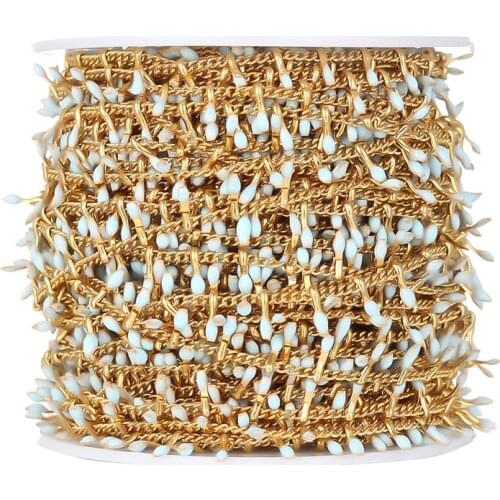 1 Meter Stainless Steel Blue Enamel Chains Jewelry Gifts Findings Components for DIY Necklace Bracelet Anklet Jewelry Making