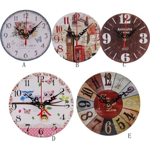 Clocks Home Decor Vintage Style Antique Wood Wall Clocks For Home Kitchen Office Large Wall-clock Living Room Modern Design