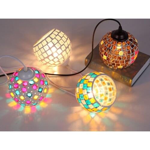 Color mosaic bohemian pendant light restaurant cafe bar aisle balcony retro hang light mediterranean creative pendant lamp