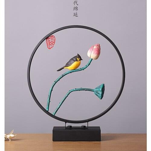 2020 business GIFT TOP COOL office home shop fashion Elegant decorative art -handcrafted Iron animal bird lotus flower Model