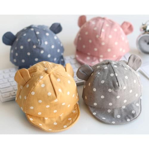 Children Cute Sun Hat Polka Dot Baby Hat Girl Boy Sun Hat with Ears Spring Summer Newborn Photography Road Baseball Cap